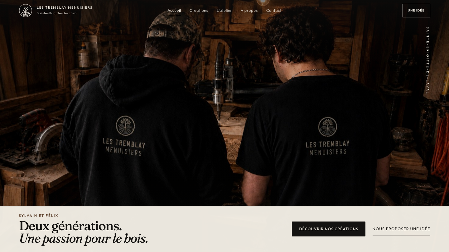 Screenshot of the Les Tremblay Menuisiers site